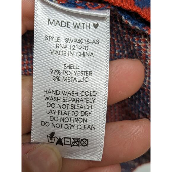 Altar'd State Arula Sweater Puff Sleeve Rust Metallic Old Soul Print 1X 14/16 - Picture 4 of 7